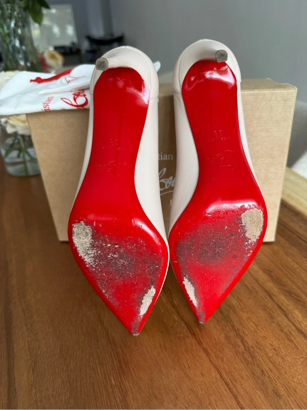 Christian Louboutin Blush Leather Pointed-Toe Stiletto Pumps - Sporty Kate 85mm - Picture 2 of 5